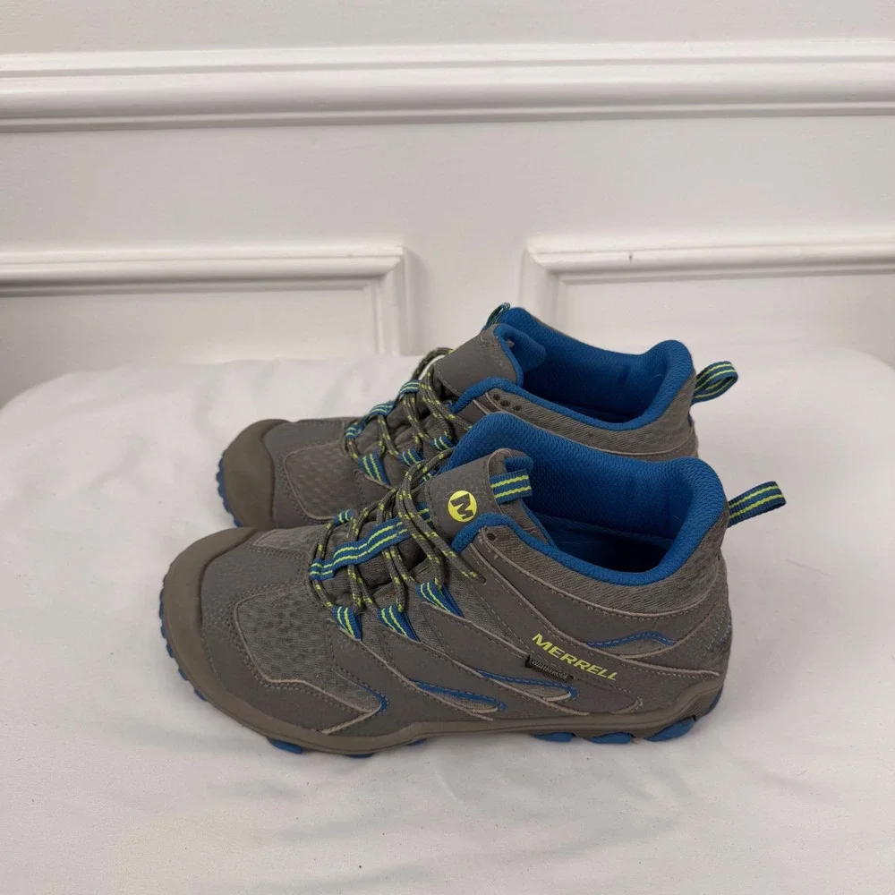 Merrell Chameleon 7 Access Mid Waterproof Hiking Boots Grey Blue Kids 4.5M